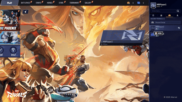 A demonstration of the Social SDK integrated into Marvel Rivals.