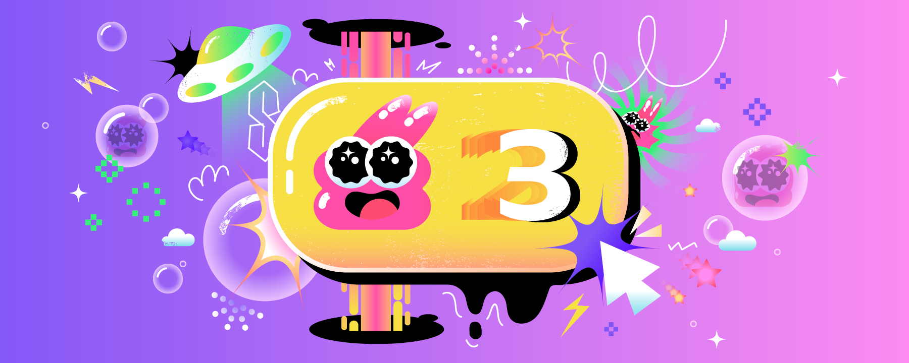 An exaggerated display of an Emoji Reaction bursting in excitement. The emoji shown is an excited Mallow with giant, star-shaped eyes.