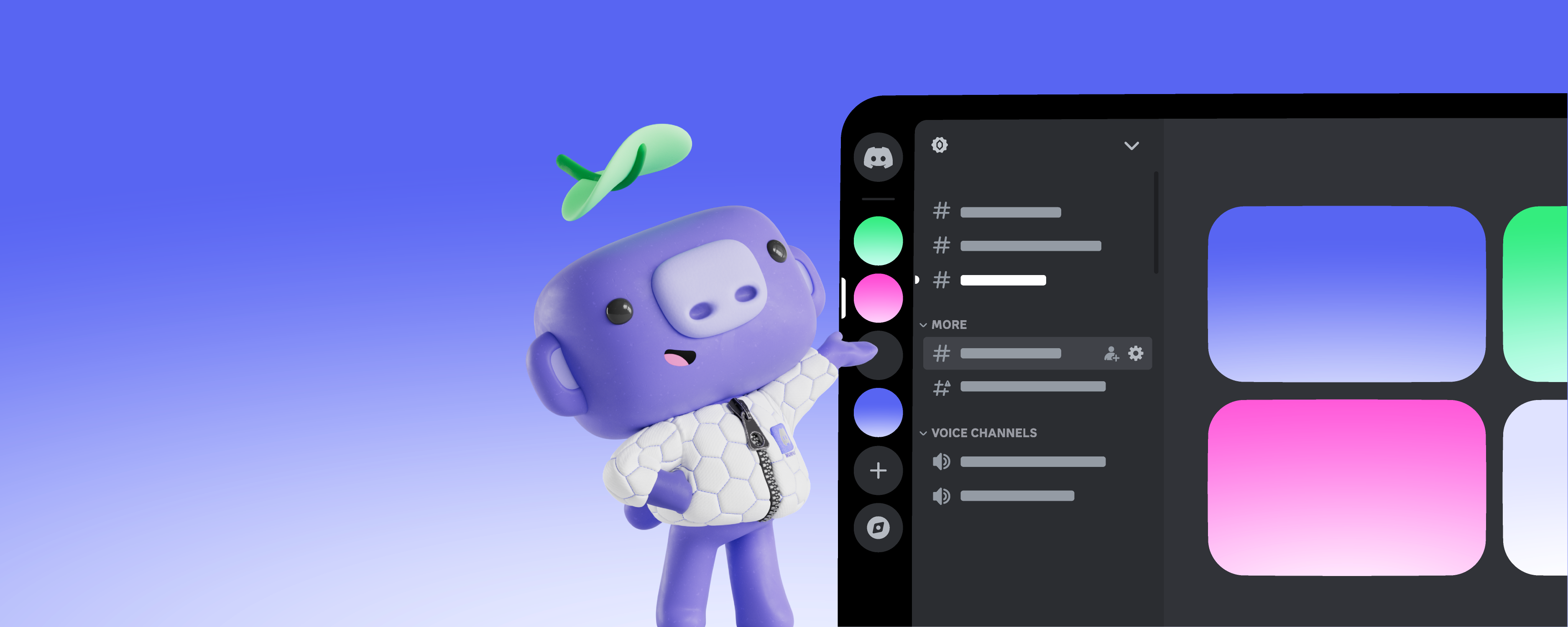 Wumpus showing off the desktop client. 
