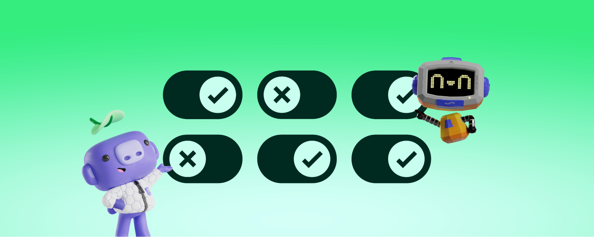 A wall of toggle switches, the same ones as seen in Discord.