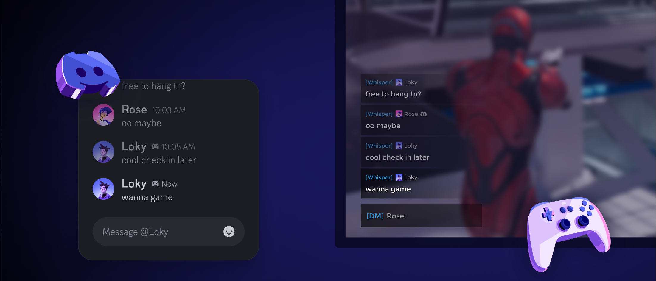 A demonstration of the Discord Social SDK’s cross-platform communications.
