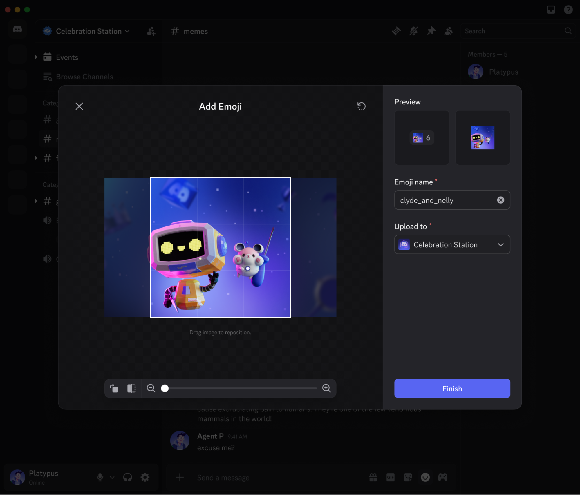 The new emoji editing screen. 